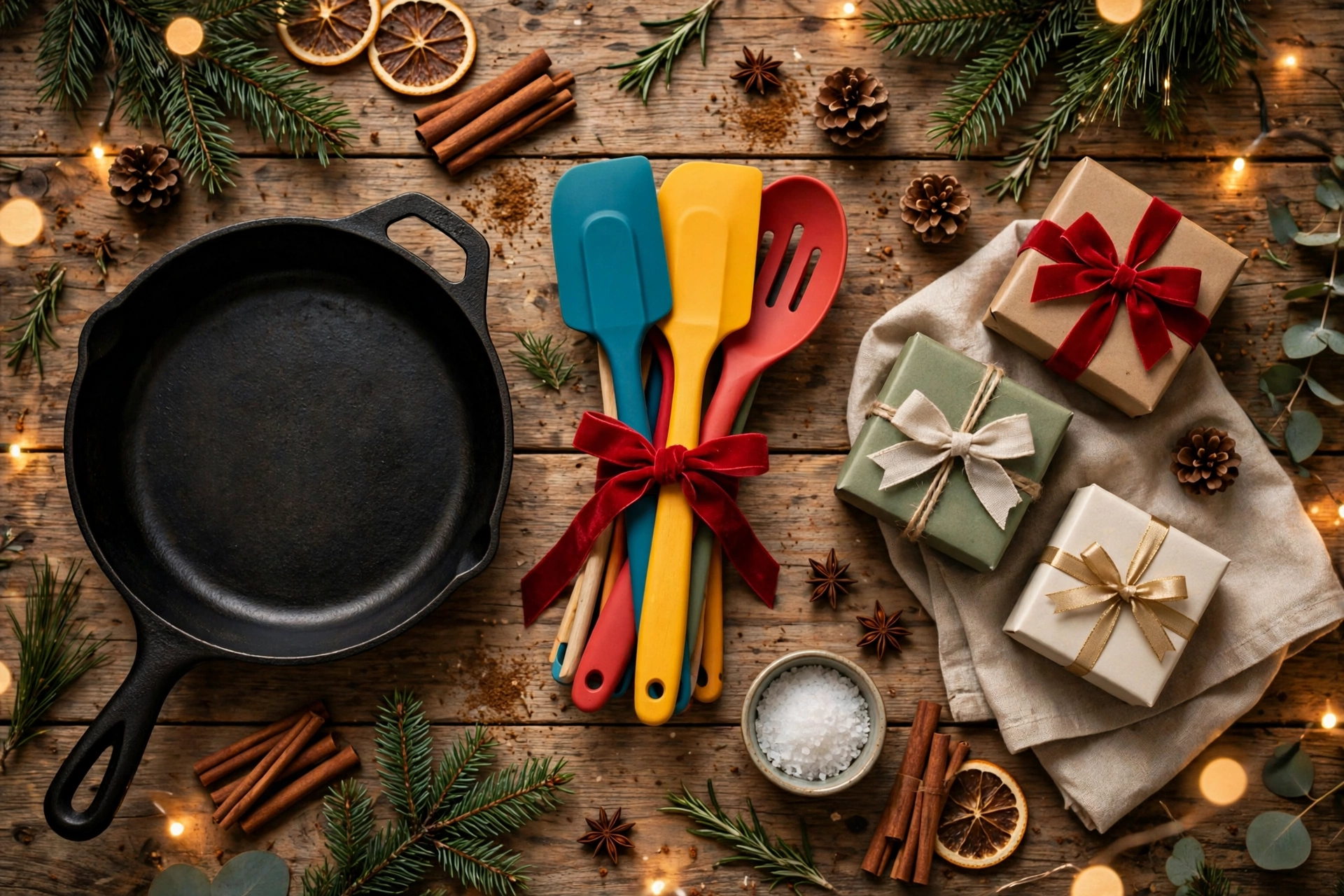 Christmas kitchen gifts flat lay